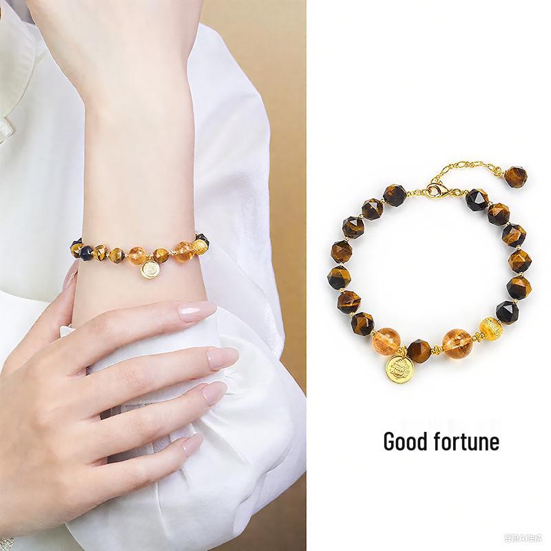 Браслет из желтого кристалла Тигровый Глаз - Высококлассный китайский стиль для привлечения богатства