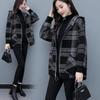 2025 Herfst/Winter Koreaanse Stijl Dames Petite Geruite Jas - Veelzijdig, Middellang en Trendy