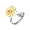 Fashion Daisy Spinner Ring Personality Sunflower Stress Relief Rotatable Finger Ring Creative Jewelry For Women