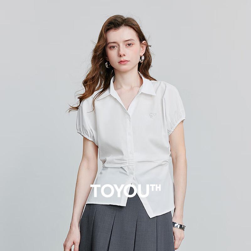 

Chuyu Women s Pleated Lantern Sleeve Polo Blouse M