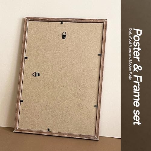 Poster Art Frame A4 Nordic Line Drawing Painting Interior Plant Wood Beige Abstract Stylish Korean (A4 Size Wood-like Frame) 039fr