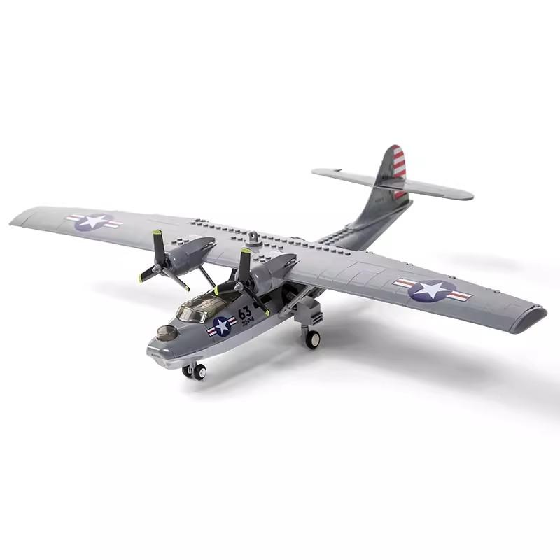 364 детали Военный самолет CONSOLIDATED PBY-5A CATALINA Гидросамолет Модель Строительные блоки Самолет ВВС Кирпичики Игрушки Подарки