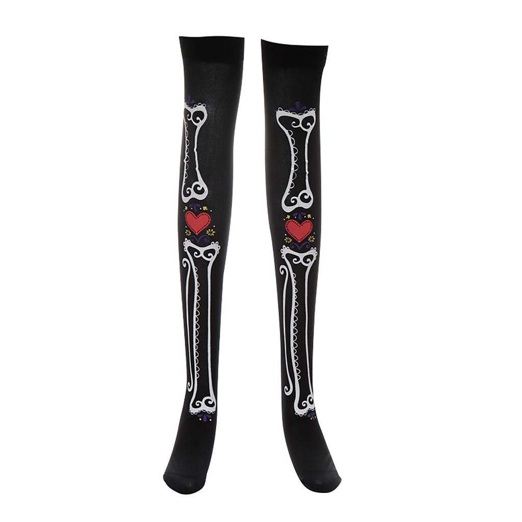 Halloween Skeleton Print Long Tube Knee Socks Fancy Dress Party Dress Up Props