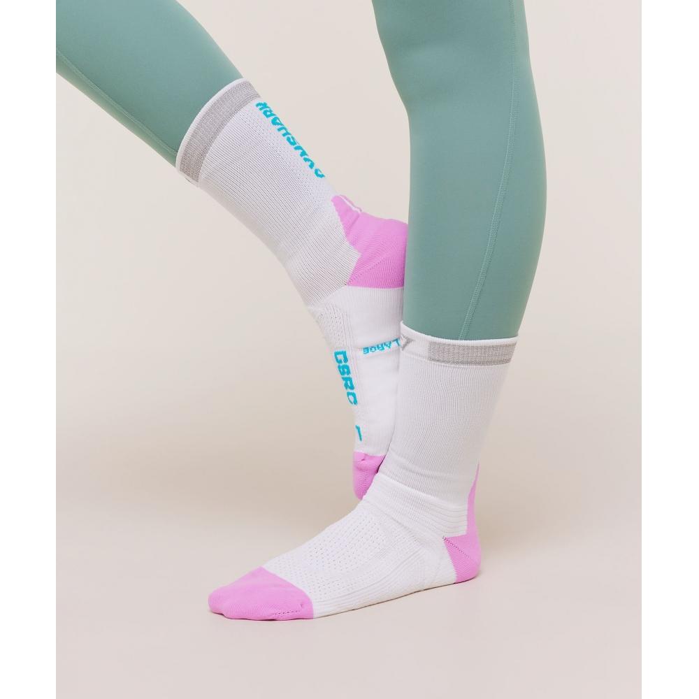 Gymshark Running Elite Crew Sock Single White Brand Blue Sour Pink I1c4o Wd35