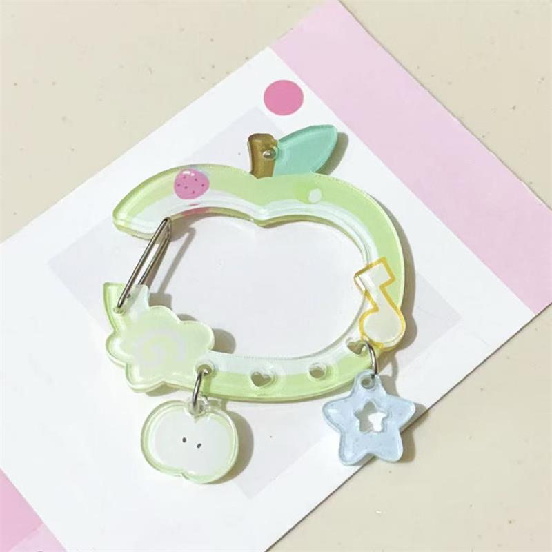 Cute Apple-Shaped Star Cloud Pendant Carabiner Mountaineering Buckle Acrylic Keychain Multipurpose Keyring Hook Bag Hanging Gift