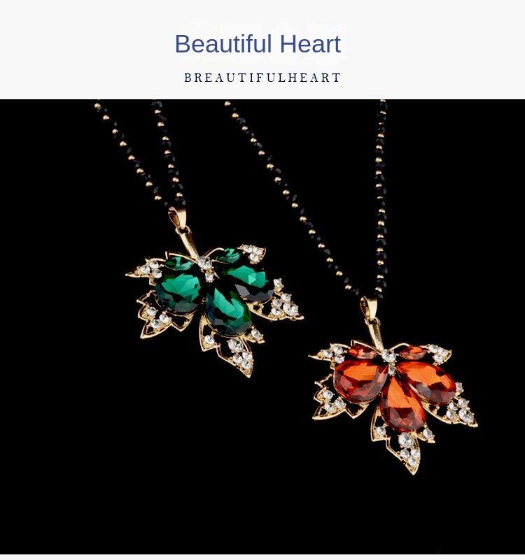 Crystal minimalist maple leaf pendant
