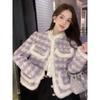 Cotton Coat Thicken Short Jacket Autumn Winter Aesthetic Clothing Imitation Mink Fur Coat Checkered Suit Fashion Commuter Style