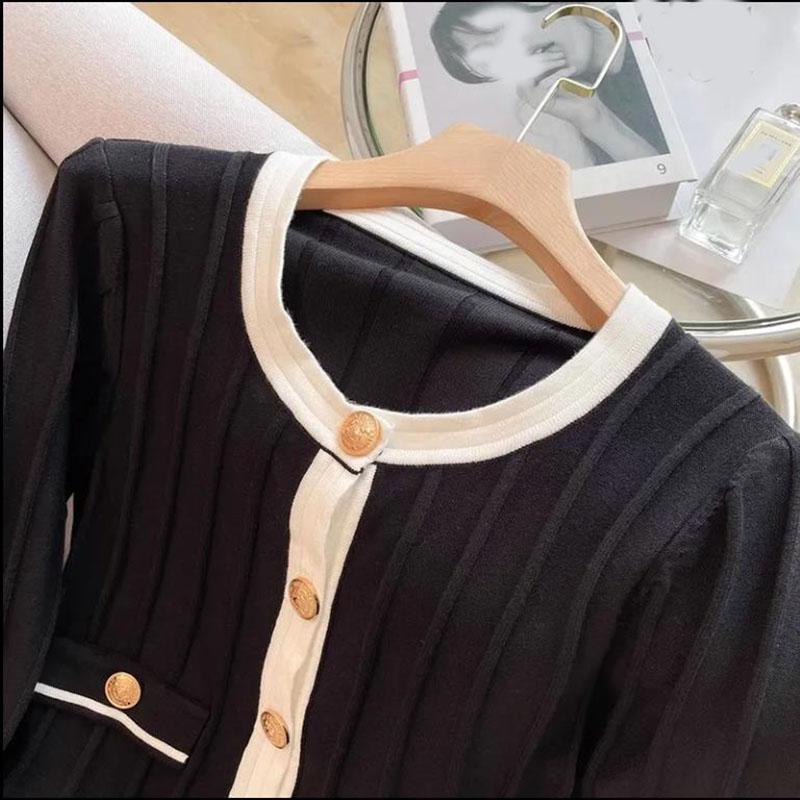 Autumn Winter Women Cardigan Clothing O-neck Flare Sleeve Tunic Sueter Mujer Ruffles Vintage Knitted Sweater Coat