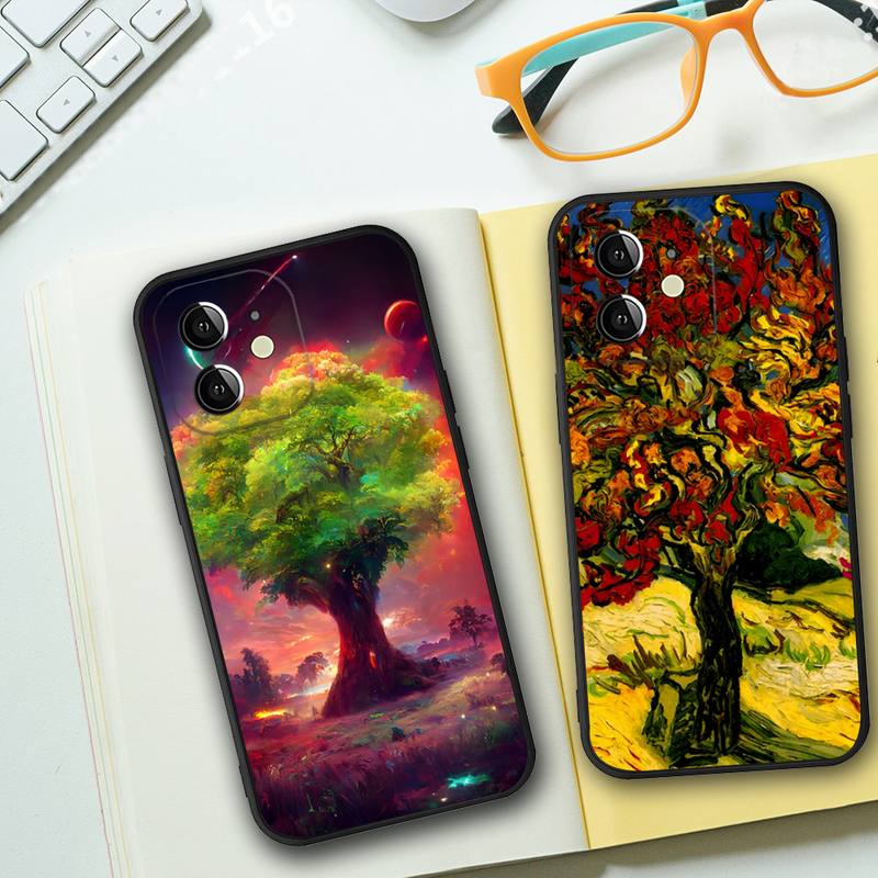

Tree Of Life Yggdrasil Gentle Blue Phone Case For Iphone 14 13 12 11 Pro Max Mini Xs X Xr 7 8 6 Plus Se 2020 Black Soft Cover