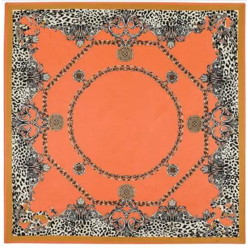 Luxury Brand Giant Scarf In 100% Silk Twill Silk Scarf For Women,Leopard Paisley Print Large 130cm Square Scarves Female Hijab