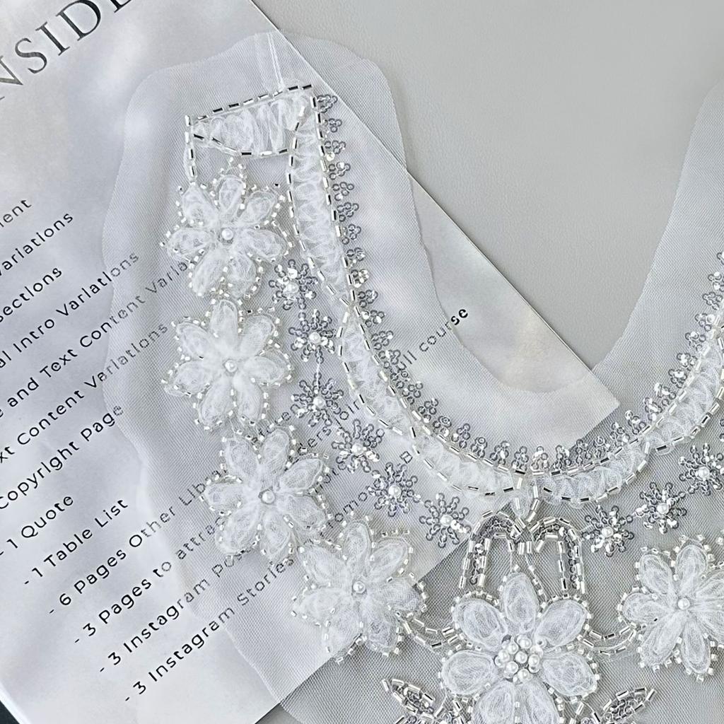 Mesh Heavy Industry Embroidery Bead Sequins Flower Lace Front Piece Collar Flower Diy Handmade Accessories Decorative Cloth Stickers Accessories