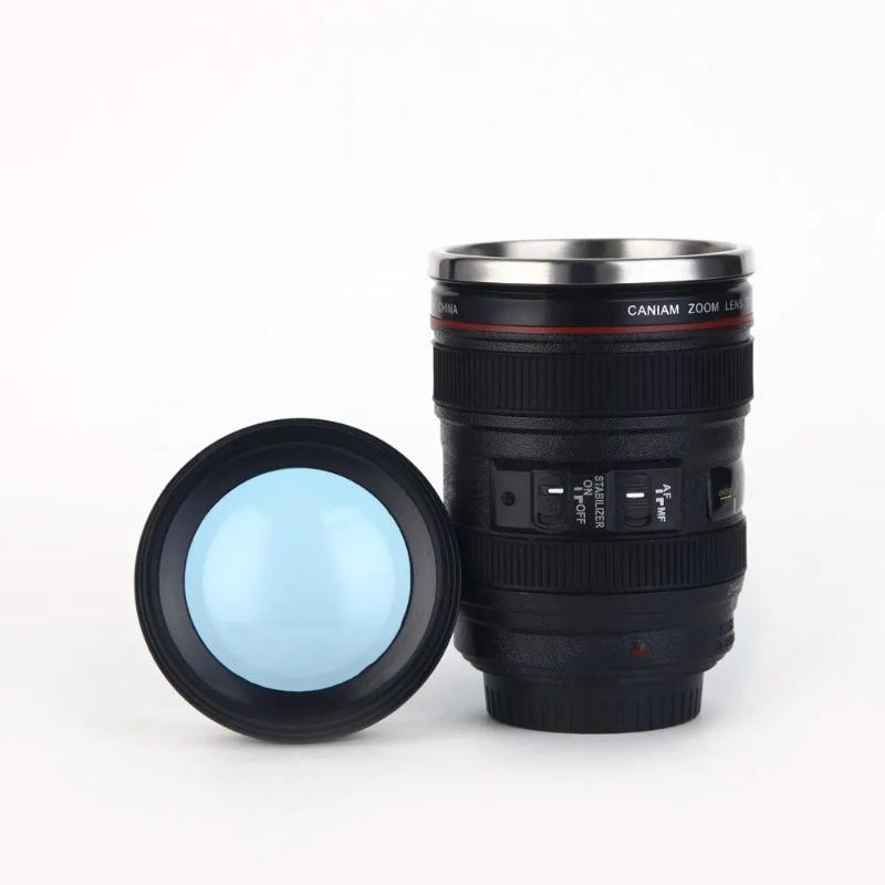 Lens Cup Camera Camera Lens Model Plastic Casual Cup with Lid EF24-105mm Coffee Mug White Black Coffee Mugs Creative Gift