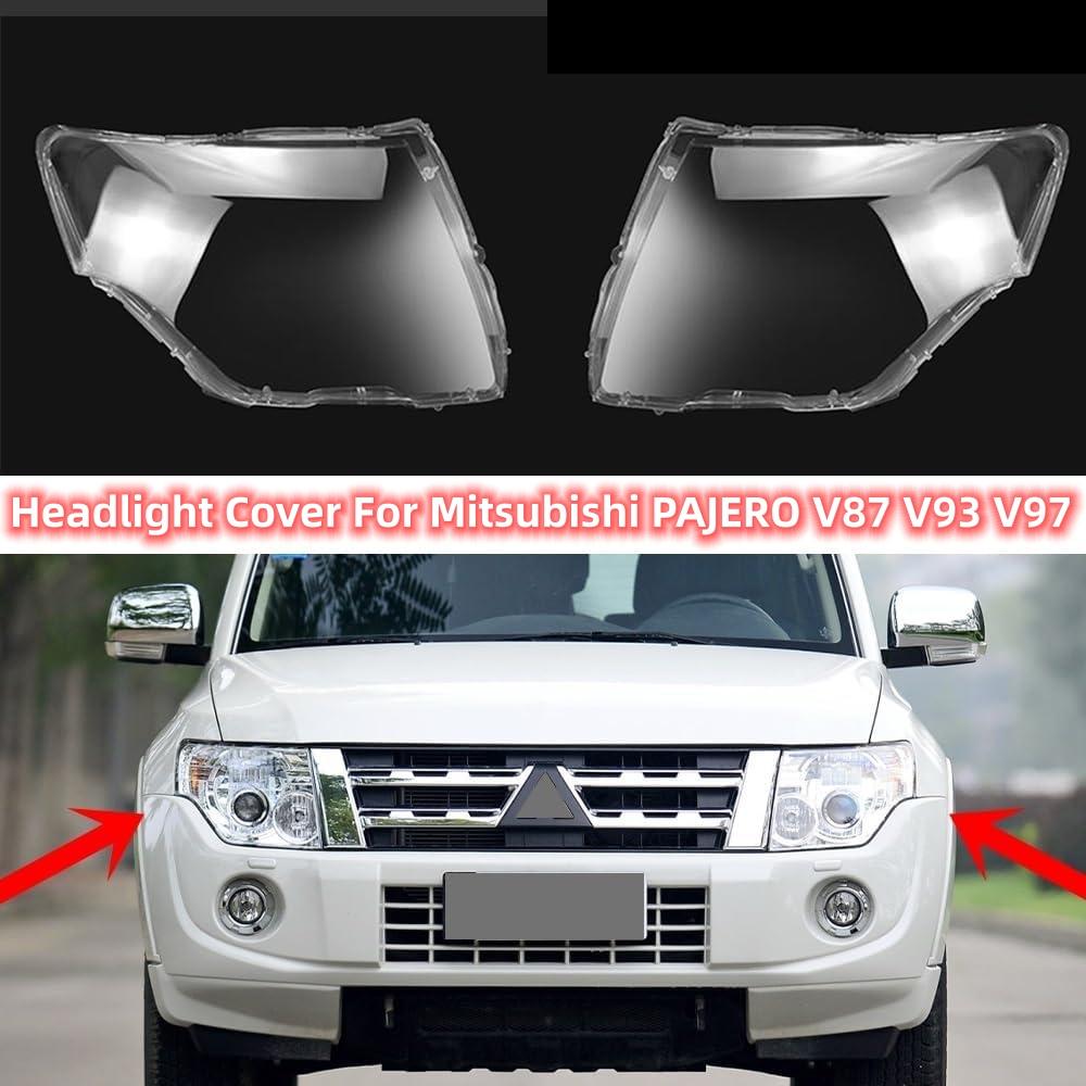 For Mitsubishi PAJERO V87 V93 V97 2007-2018 1Pair Headlamp Lens Cover Left+Right Side Headlight Cover Lamp Shell