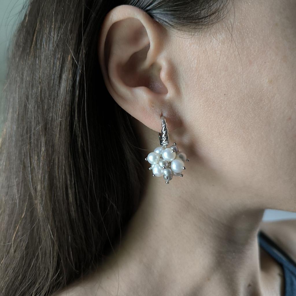 Серебряные серьги с натуральным жемчугом (2183655)