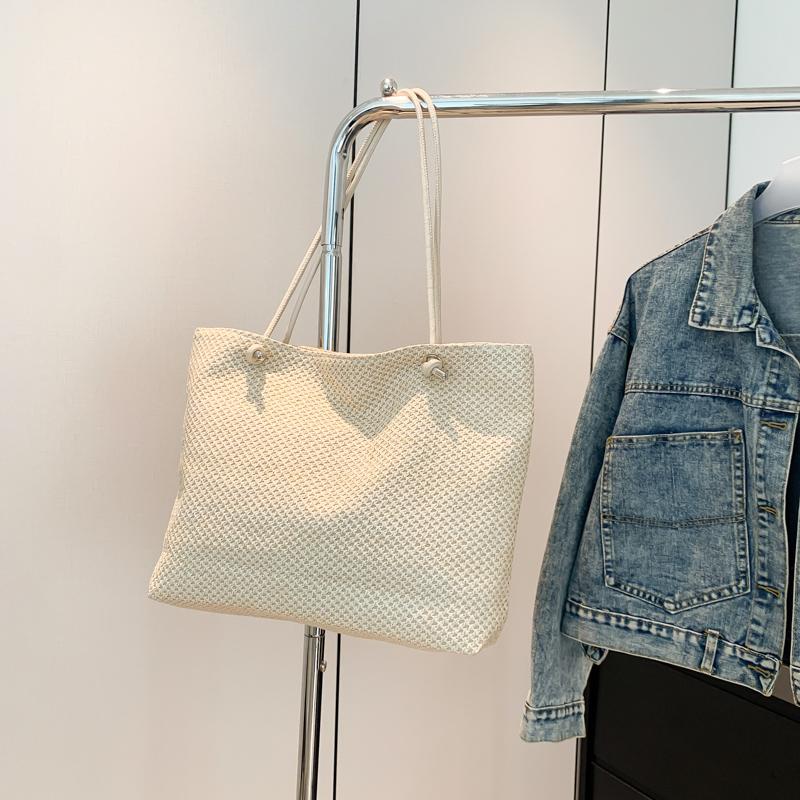 Yogodlns Premium Feeling Stor kapasitet Håndlaget veveveske Outdoor Beach Straw Dame Skulderveske Casual Shopper Totes