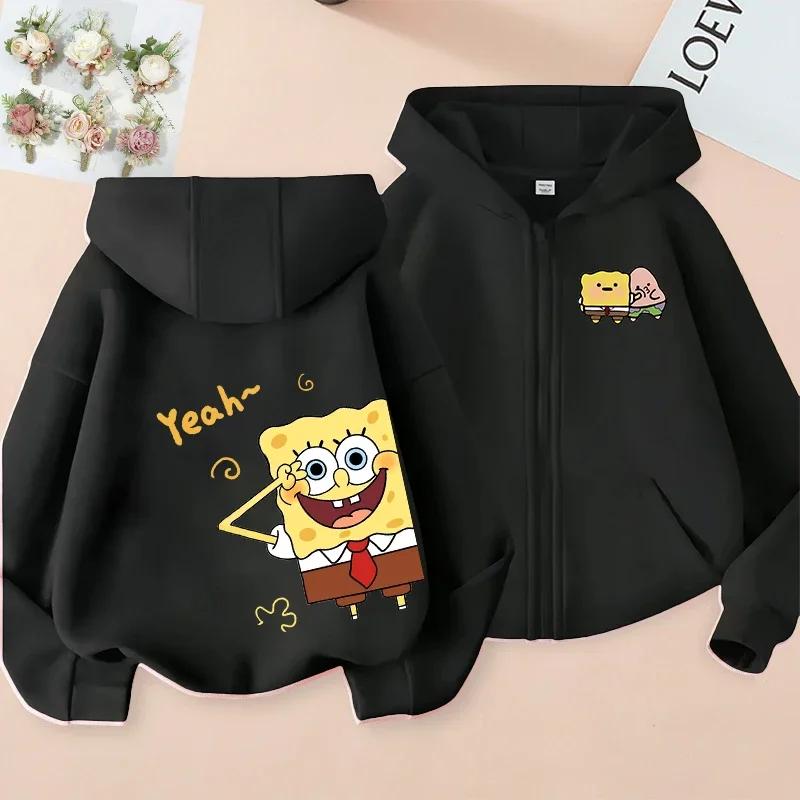 Spongebob Patrick Star Cartoon Anime Family Clothes Boys And Girls Spring Autumn And Winter Zipper Hoodie Parent-child Sweaters