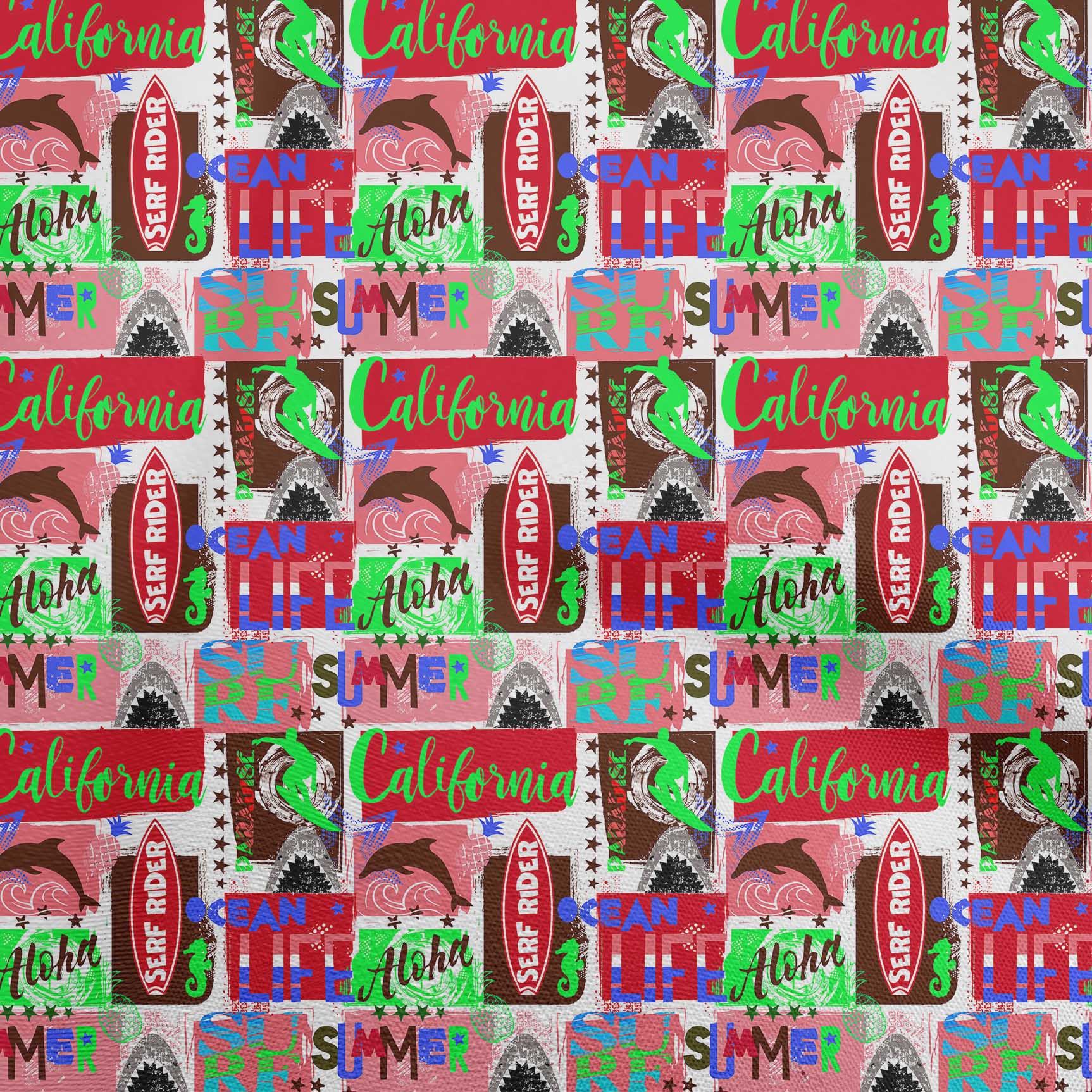 

oneOone Cotton Flex Light Green Fabric California Ocean Ride Sewing Craft Projects Fabric Prints By Yard 40 Inch 42 Inch Wide - Viscose Chiffon червоний