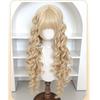 Harajuku Long Blonde Cosplay Wig 28inch Lolita Wig with Bangs Princess Curly Wavy Wig  Carnival