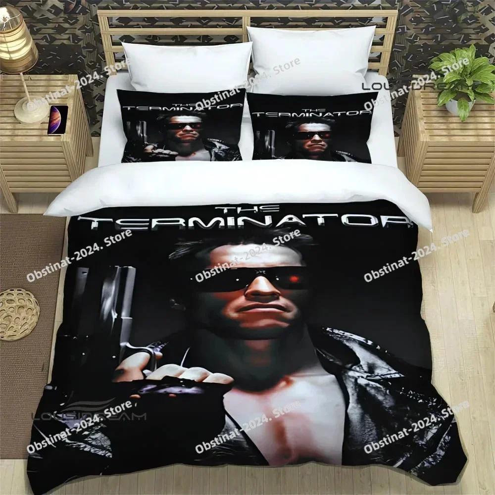 Set de așternuturi Schwarzenegger Terminator Imprimat single Cearșaf cu pilotă Cuvertură de pat Față de pilotă Față de pernă 3 Piese Dimensiune Copii Adulți