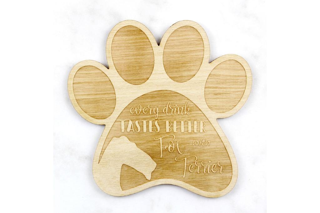 Fox Terrier Smooth - Mug coaster, engraved coaster with dog, gift for dog lover by Art-Dog brand