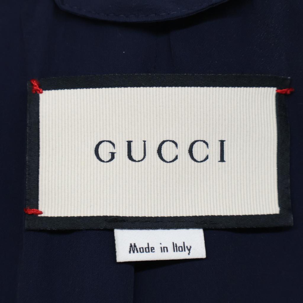 GUCCI 475970 Navy Wave Detail Wool Single Coat coat 38 NavyUsed