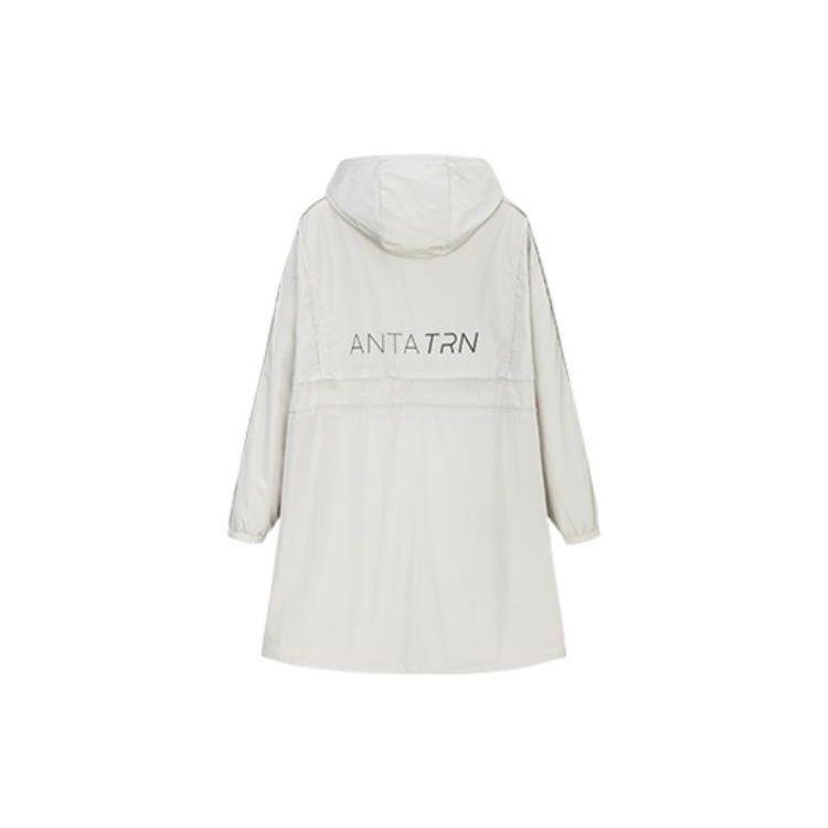 Anta Comprehensive Training Series Logo Print Hooded Windbreaker Women Outerwear Galactic-Gray 162317613-1