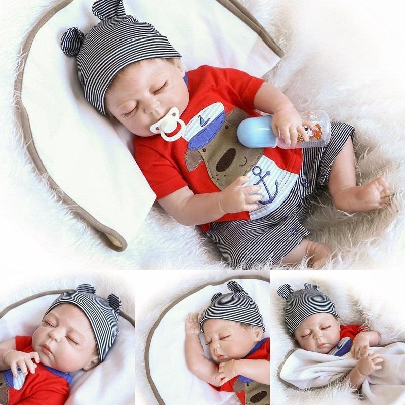 

22 Full Body Silicone Reborn Sleeping Doll Soft Vinyl Lifelike Newborn Baby Boy Perfectly Crafted For Realistic Playtime Experience