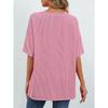 Women's Summer Short Sleeve Patch Pocket Top Oversized Round Neck Textured Casual Basic T-Shirt