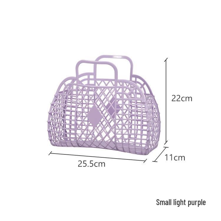 Foldable Plastic Supermarket Tote Basket - Hollow Design for Shopping, Fruits, Toys, and More.