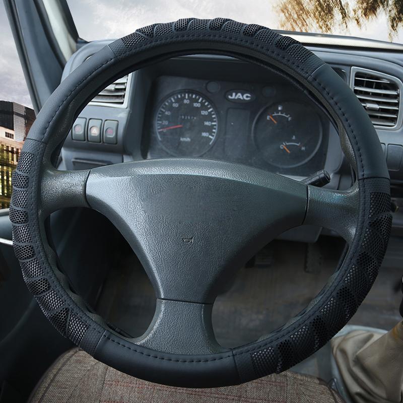 Size 36cm 38cm 40cm 42cm Black Car Steering Wheel Cover PU Leather + Silica Gel Non-slip for Car SUV Bus Truck Scania Boat