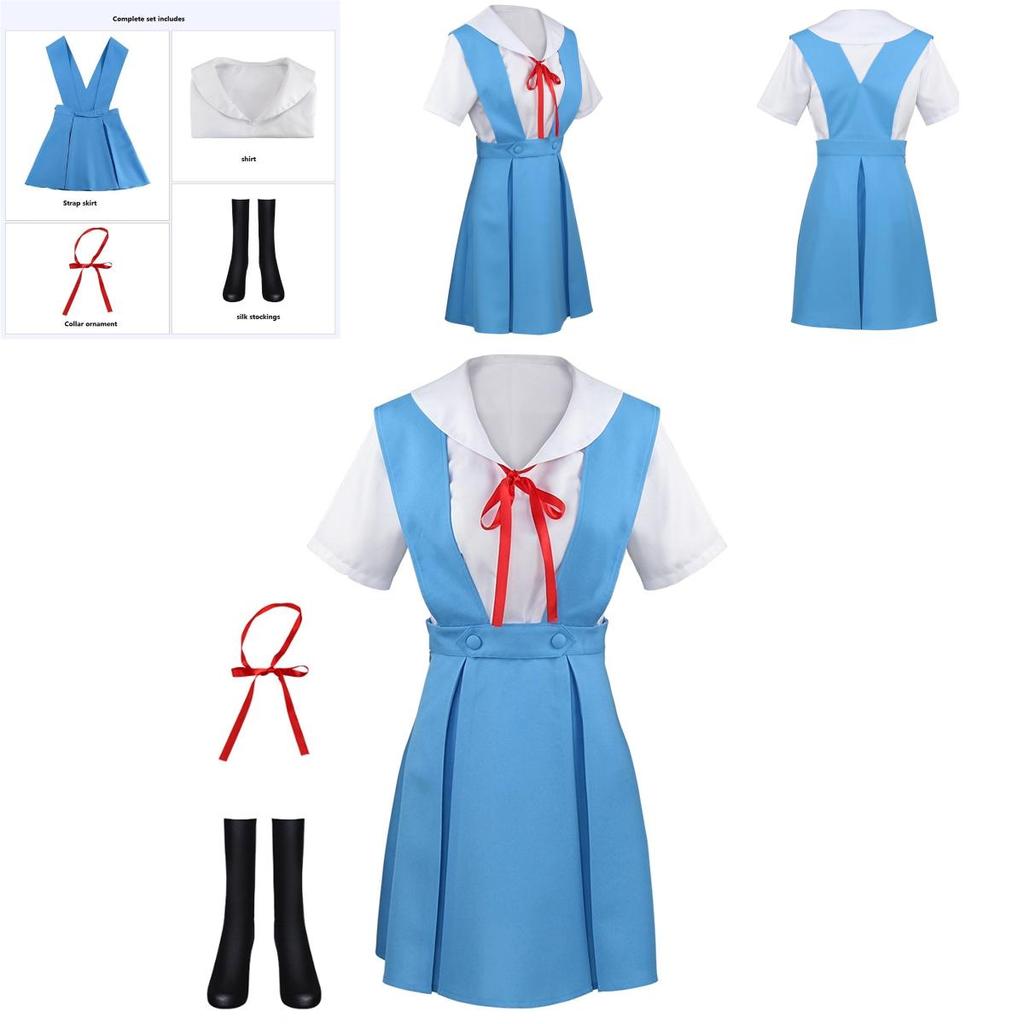 Gk-o Anime Ayanami Rei Asuka Langley Sohryu School Uniform Cosplay Costume Polyester Material Authentic To Character Look