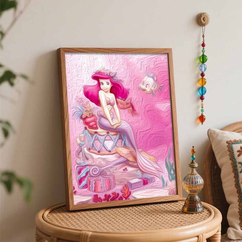 Disney Oil Painting Kit Painting Mermaid Ariel Home Bedroom Wall Decor Gift