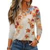 Women's Long Sleeve Neck Pullover Top with Leaf Print for Casual Daily Wear