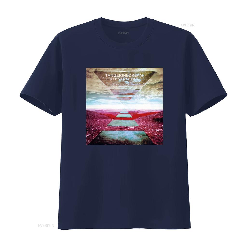 Camiseta de Algodón Suave Tangerine Dream Stratosfear Estampado Diseño Inspirado en Banda de Rock Retro Top Lavado Vintage Para Uso Diario