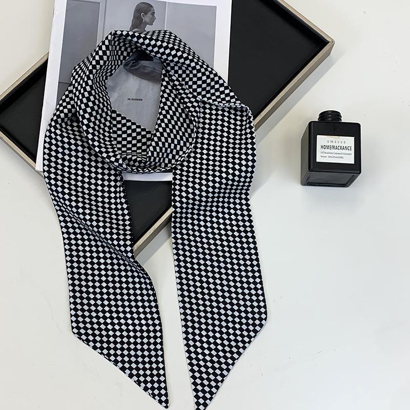 

Silk scarf, long strip, high-end summer decoration, shirt, suit, scarf, plaid headband, streamer, scarf.