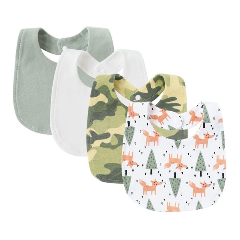4 Stück/Packung Weiches & Atmungsaktives Baumwollmusselin Baby Lätzchen Set Spucktuch für Neugeborene Kleinkinder Sabbern und Zahnen