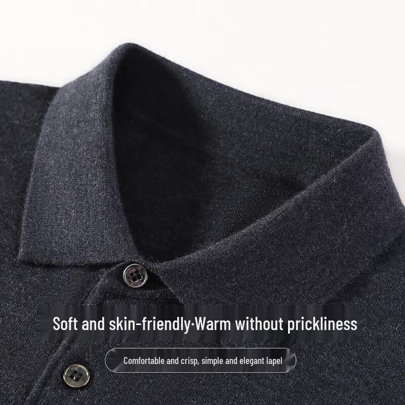 Мужской деловой повседневный пуловер-поло Antonio из смесовой шерсти, пригодный для машинной стирки L