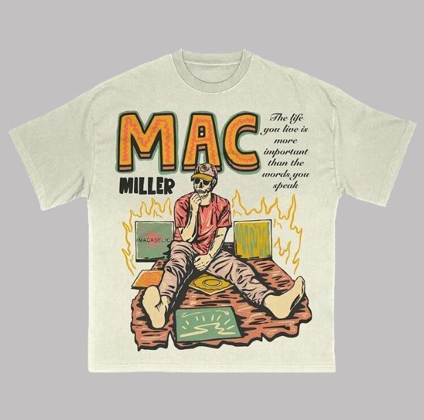 

Футболка унисекс с графическим изображением черепа в стиле Mac Miller, винтажная, для рэпа, хип-хопа, уличной моды L