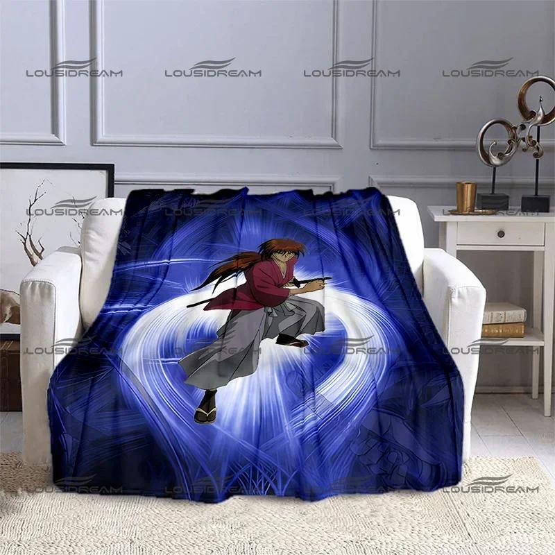 Himura Kenshin Cartoon Blanket Classic Japanese Animation Flannel Decorative Thin Blanket Portable Home Travel Office Blanket