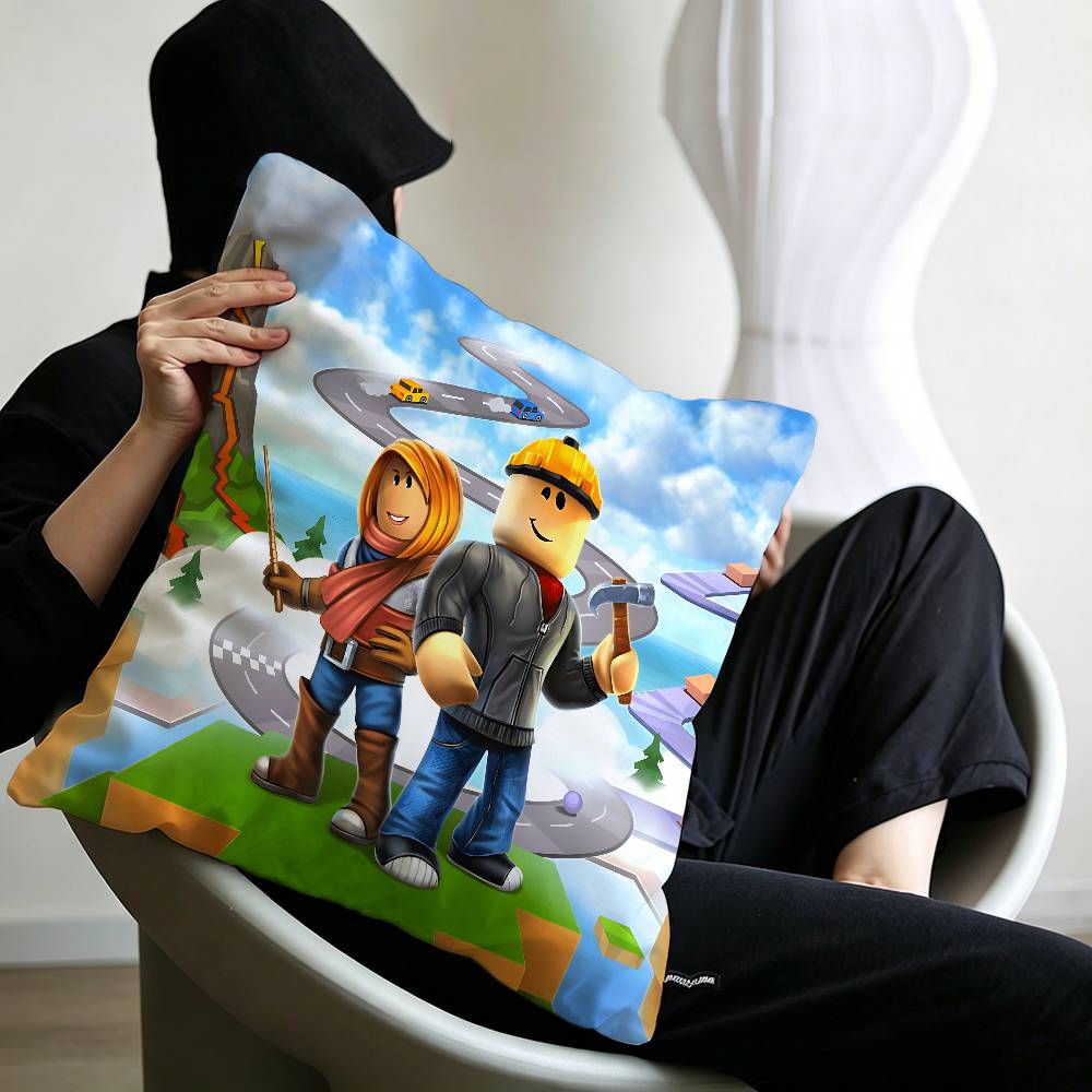 Hot Game R-Robloxs-X Cool Pillow Covers Cartoon Sofa Decorative Home Double-sided Printing Short Plush Cute Cushion Cover
