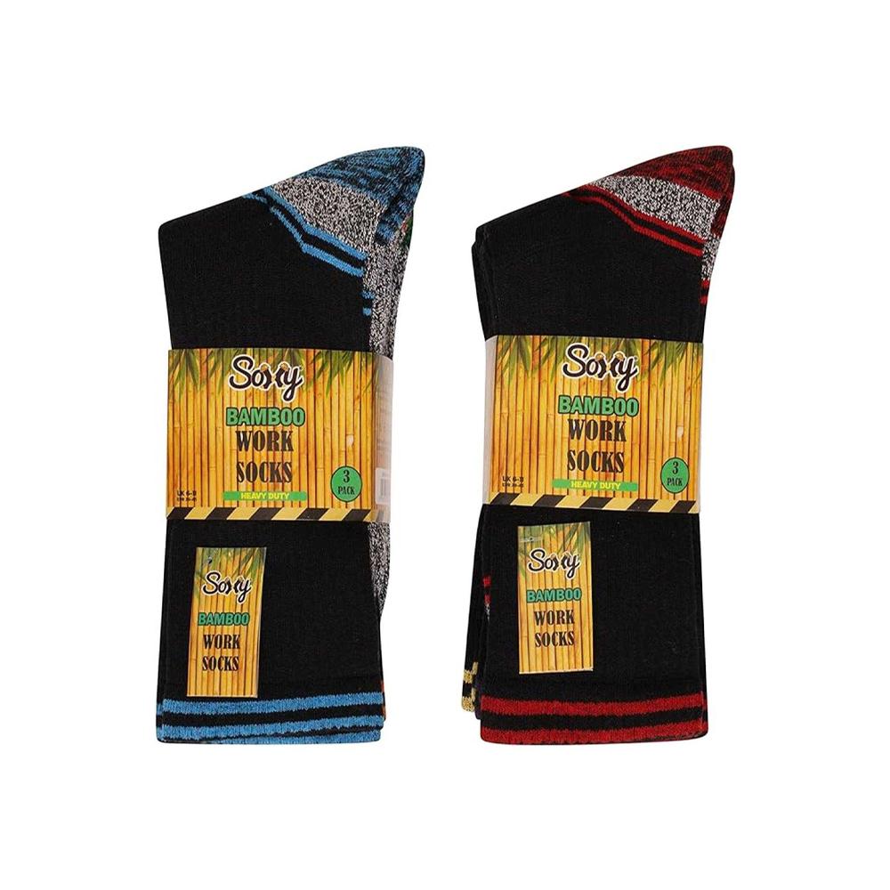 Soxy Mens Assorted Designs Bamboo Contrast Trim Socks (Pack of 6)