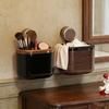 Storage Bucket Wall Mounted Suction Cup Design Large Capacity Wastebasket with Wood Grain Appearance Organizer for Bathroom