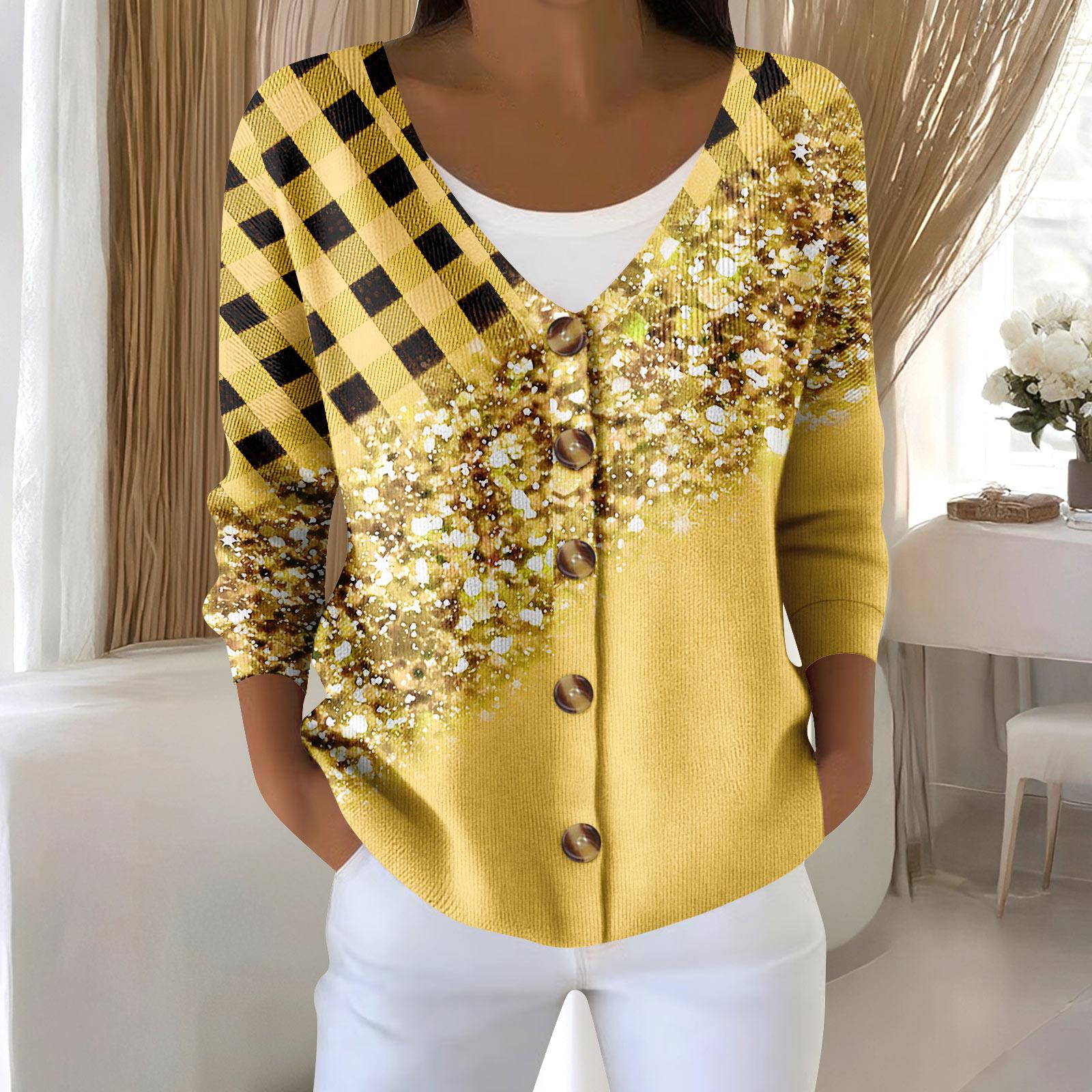 

Женская мода с длинным рукавом, рождественский принт «Снеговик-снежинка», куртка, кардиган XL жёлтый