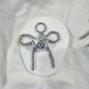 Handmade Beaded Bowknot Keychain Pendant Elegant Rose Phone Charm Keyring Ornament for Backpack Phones and Bag