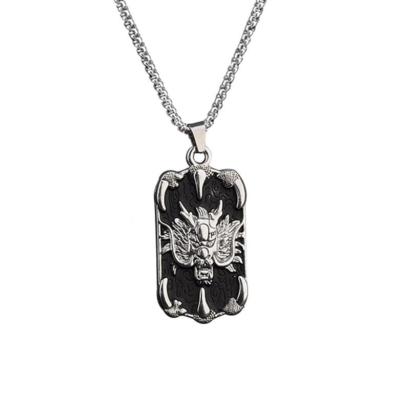 Retro Dragon Plate Necklace: Chinese-Style Titanium Steel Sweater Chain