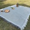 Large Size Outdoor Picnic Mat Linen Camping Ground Cloth Tablecloth with Tassel  Dust Cover