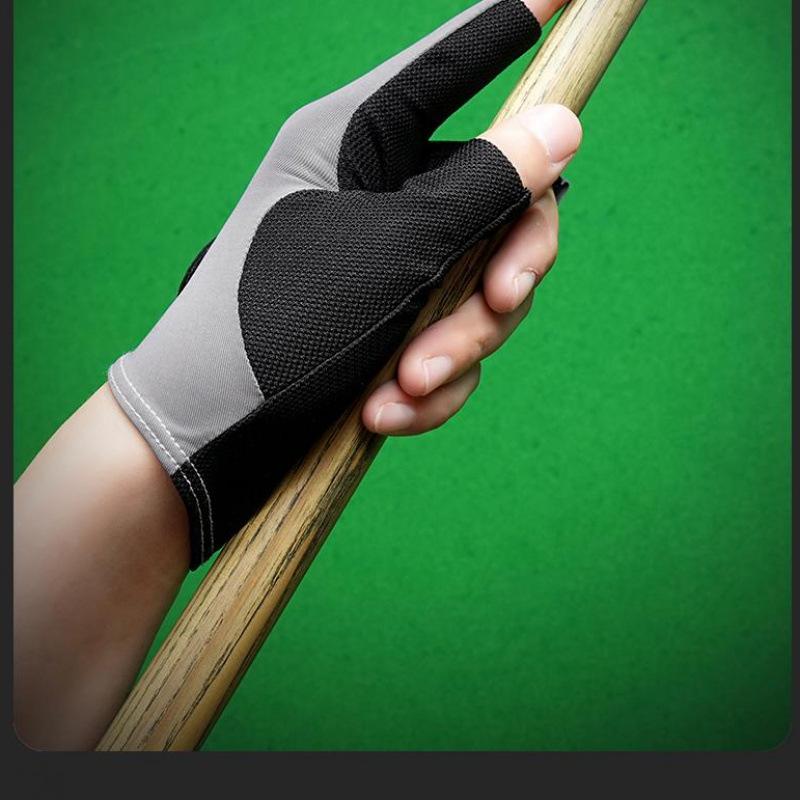 Men's Pink Fingerless Billiards Glove - Non-slip, Breathable, Stylish Three-finger Design, Blue Model
