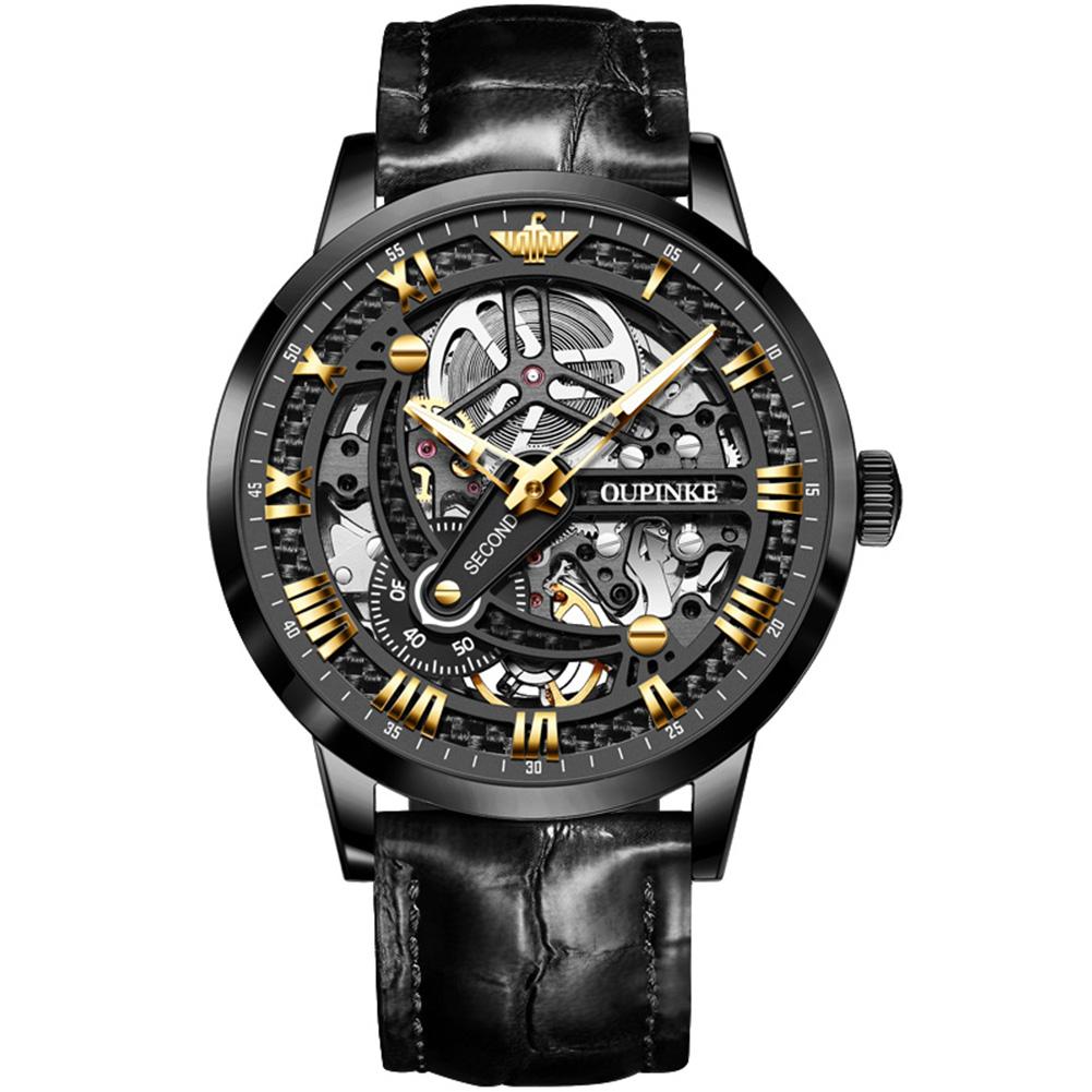 OUPINKE 3173 Skeleton Automatic Mechanical Watch