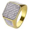2023 Trendy Golden Full Crystal Geometric Men's Ring Business Style Party Wedding Fashion   Male Hand Accessories