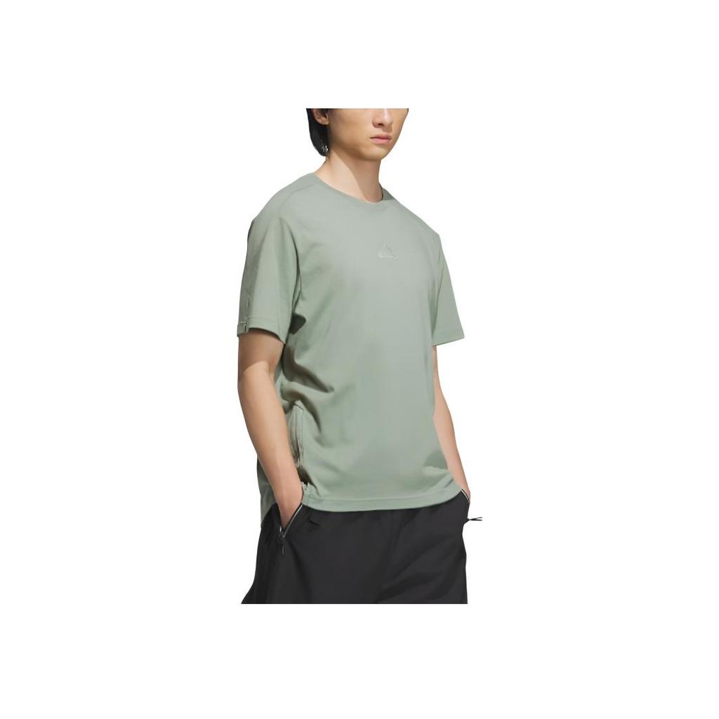 Adidas Fustl Tee Round Neck Solid Color Casual Short Sleeve T-Shirt Men Tops Silver Gray Green IY8020